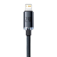 Baseus Crystal Lightning- USB-A Kabel 2,4A Svart - 2m