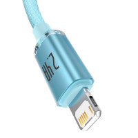 Baseus Crystal Lightning - USB-A Kabel 2,4A Lyseblå - 1,2m