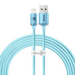 Baseus Crystal Lightning - USB-A Kabel 2.4A Lyseblå - 2m