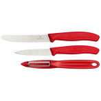 Victorinox Swiss Classic knivsett med skrellekniv (3-Pack) Rød
