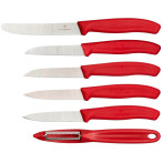 Victorinox Swiss Classic knivsett med skrellekniv (6-pakning) Rød