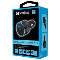Sandberg 3-i-1 USB Billader 3A/130W (2xUSB-C/2xUSB-A)