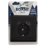 Egant Fjord-kontakt m/jord/USB-A/USB-C 16A/250V - svart