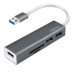 Logilink USB 3.0 Hub m/kortleser (5 porter)
