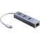Inter-Tech USB-C Hub - 4 porter (3xUSB 3.0/1xRJ-45) Sølv