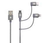 Skross 3-i-1 USB Multikabel 0,3m (Lightning/USB-C/Micro USB) Space Grey