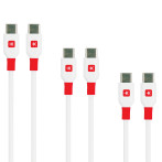 Skross USB-C-kabler Multipack 0,15/1,2/2,0m (USB-C/USB-C) Hvit/Rød