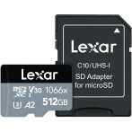 Lexar C10 microSDXC-kort 512 GB A2 V30 (UHS-I) m/adapter