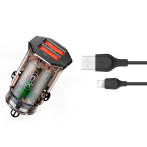 XO CC49 klar USB-billader m/Lightning-kabel 2,4A (2x USB-A)