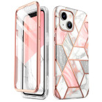 Supcase Cosmo iPhone 14 Plus-deksel (foran/bak) Rosa marmor
