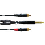 Cordial Jack til Phono-kabel Stereo/Mono - 1,5 m (6,3 mm hann/2xRCA hann)