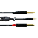 Cordial Minijack til Jack-kabel Stereo/Mono - 3 m (3,5 mm hann/2x6,3 mm hann)