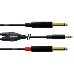 Cordial Minijack til Jack-kabel Stereo/Mono - 1,5 m (3,5 mm hann/2x6,3 mm hann)