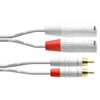 Cordial Phono til XLR-kabel mono - 1,5 m (2xRCA hann/2xXLR hann) Hvit