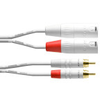 Cordial Phono til XLR-kabel mono - 3 m (2xRCA hann/2xXLR hann) Hvit