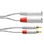 Cordial Phono til XLR-kabel mono - 6m (2xRCA hann/2xXLR hann) Hvit