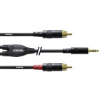 Cordial Minijack til RCA-kabel Stereo/Mono - 1,5 m (3,5 mm hann/2xRCA hann)