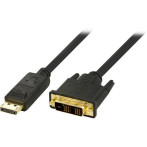 Displayport til DVI kabel - 1 meter (Svart)