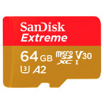 SanDisk Extreme Micro SDXC-kort med adapter 64 GB V30 A2 (UHS-I)