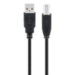 USB kabel (A han/B han) - 0,25m (Svart)