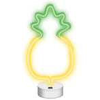 Neolia Neon LED-lampe m/stativ - ananas (batteri/USB) gul/grønn