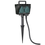 Brennenstuhl utendørs strømplugg m/jordspyd (2xSchuko)