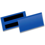 Slitesterk magnetisk etikettlomme (100x38mm) 50pk - Blå