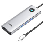 Orico 10-i-1 USB-C Hub (USB-A/3,5 mm/SD/TF/HDMI/Ethernet/USB-C) Sølv