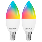 Laxihub LAE14S Smart LED-pære m/RGB E14 - 4,5W (WiFi/Bluetooth/Tuya) 2pk