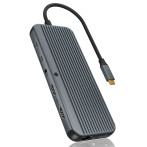 IcyBox USB-C-dokkingstasjon (USB-A/USB-C/HDMI/DisplayPort/3,5 mm)