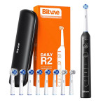 Bitvae R2 elektrisk tannbørste med reiseveske/børstehoder (40 000 RPM) Svart