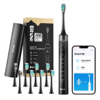 Bitvae S2 elektrisk tannbørste med reiseveske/app/børstehoder (40 000 RPM) Svart