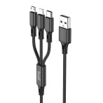 Budi 3-i-1 USB-A Multi-kabel 2,4A - 1m (USB-C/Lightning/MicroUSB)