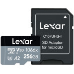 Lexar C10 microSDXC-kort 256 GB A2 V30 (UHS-I) m/adapter