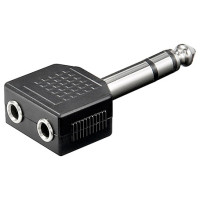 Jack adapter (2x3,5mm hun 6,3mm han) stereo/stereo