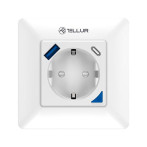 Tellur PD Smart WiFi-kontakt m/energimåler/USB-A (3600W)